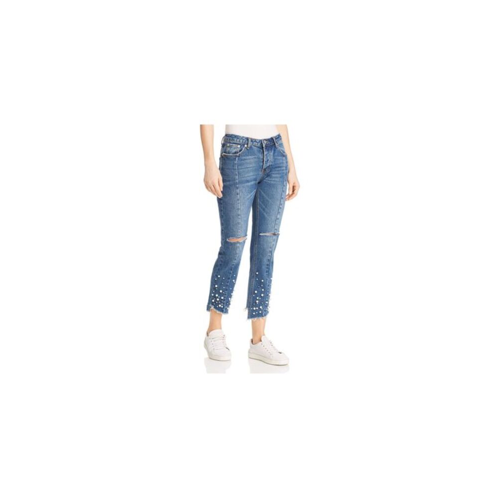 Sunset & Spring Embellished Distressed Straight-Leg Jeans In